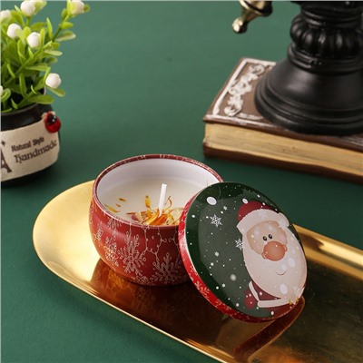 Свеча ароматическая Новогодняя в банке на соевом воске с эфирными маслами