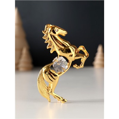 Фигурка металл «Лошадь» с 2 прозрачными хрусталиками, 5.5×2×8 см