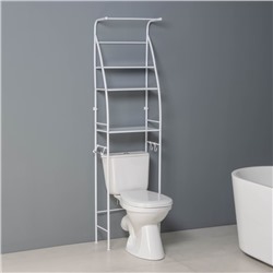Стеллаж над унитазом со штангой для сушки, 47×25×175 см, белый