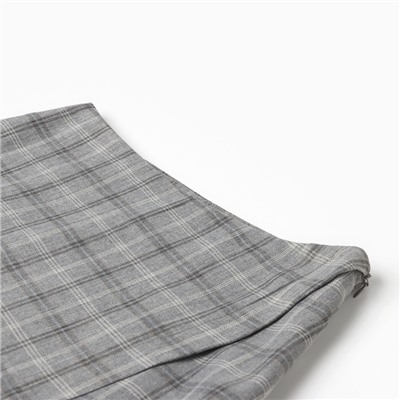 Юбка мини на запах женская MINAKU: Casual Collection, клетка серая, размер 44