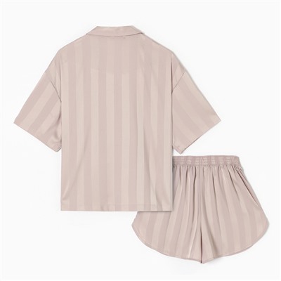 Пижама женская (рубашка, шорты) KAFTAN «Полоска», размер 48-50, бежевая
