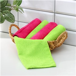 Салфетки универсальные Доляна, 220 г/м², 5 шт, 30×30 см, микрофибра, с оверлоком, МИКС