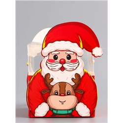 Складная коробка PVC с ручками, подарочная новогодняя, «Санта и подарки», 9×9×9.5 см