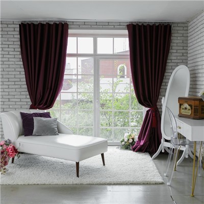 Штора блэкаут портьерная «Этель», 130×300 см, цвет сливовый