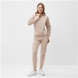 Костюм с начёсом женский (толстовка, брюки) Tusi, размер 44, бежевый
