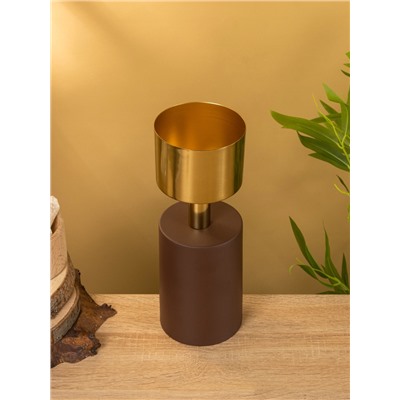 Подсвечник на 1 свечу «Кубок», 10×10×28.5 см, шоколад с золотом