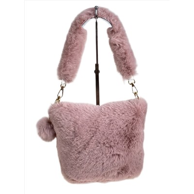 Женская сумка из искусственного меха, цвет пудра