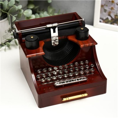 Шкатулка музыкальная механическая «Печатная машинка», пластик, 11×14.5×15 см