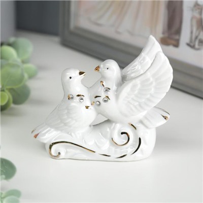 Фигурка керамика «2 голубя воркуют», со стразами, 3.5×9.7×8.5 см