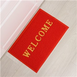 Коврик придверный Доляна Welcome, с окантовкой, 38×58 см, красный