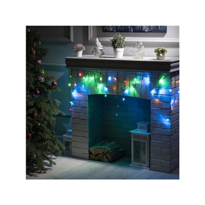 Гирлянда «Бахрома» 3×0.5 м, IP20, тёмная нить, 80 LED, свечение мульти, 8 режимов, 220 В