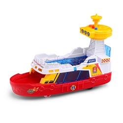 Катер "Гавань" на батарейках, с машинками, в коробке