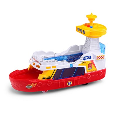 Катер "Гавань" на батарейках, с машинками, в коробке