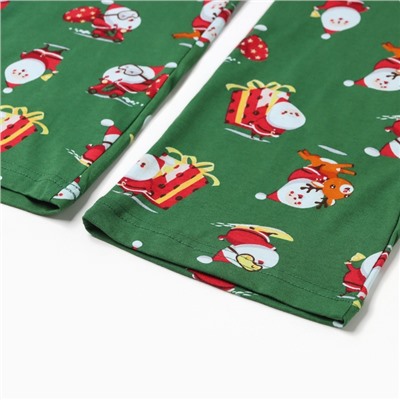 Пижама новогодняя женская (футболка, брюки) «Дед мороз на мопеде», белая, зелёная, размер 48