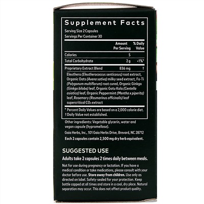 Gaia Herbs, DailyWellness, живость ума, 60 вегетарианских капсул