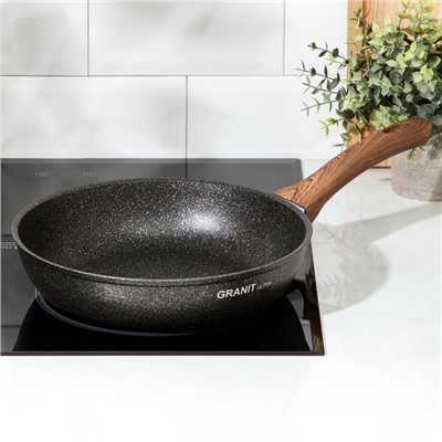 Сковорода KUKMARA Granit Ultra original, d=26 см, пластиковая ручка, антипригарное покрытие, алюминий, тёмно-коричневая