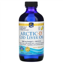 Nordic Naturals, Arctic-D, жир печени трески с лимоном, 237 мл (8 жидких унций)