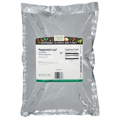 Frontier Natural Products, Молотые листья мяты, 16 унций (453 г)