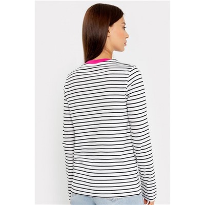 Джемпер женский 122867 (Черно-белая полоска)
