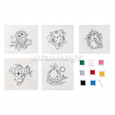 Набор для творчества. Вышивка на холсте "Милые зверюшки"