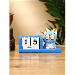 Календарь настольный «Котик», 13×6×7 см, дерево, синий