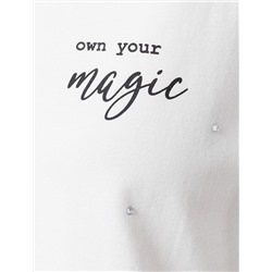 Удлиненная футболка over-size с  принтом стразами