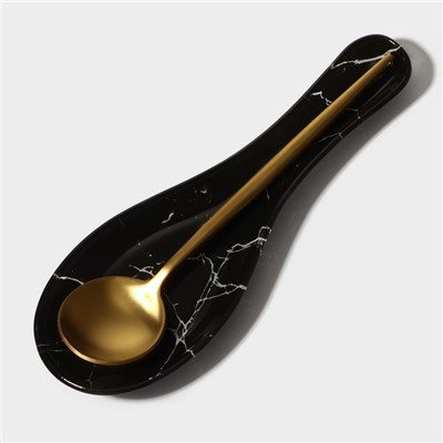 Подставка под ложку Доляна «Марбл чёрный», 23.5×8.3×1.5 см, стеклоㅤ