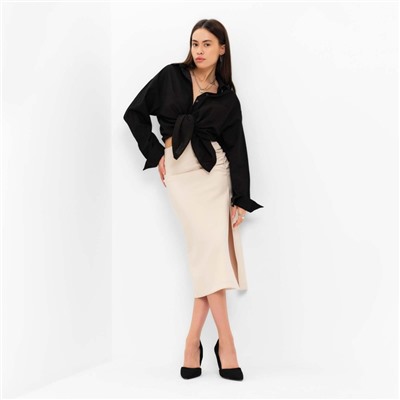 Юбка миди со сборкой женская MIST: Classic Collection, размер 48, бежевая