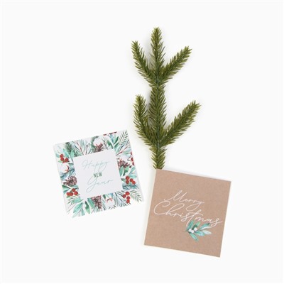 Набор новогодний подарочный «Этель. Новый год: Happy New year», 5 предметов, полотенце 30×60 см, мочалка, щётка - массажёр