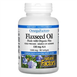 Natural Factors, Flaxseed Oil, 1,000 mg, 90 Softgels