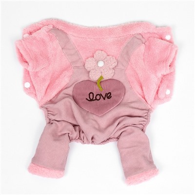 Комбинезон Love, размер М (ДС 30 см, ОГ 40 см, ОШ 30 см), розовый
