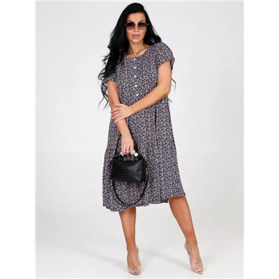 Платье-мелкие-цветы-04 (Темно-синий)