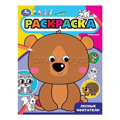 Лесные обитатели. Раскраска с глазками.