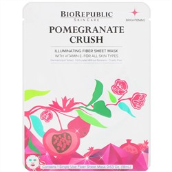 BioRepublic Skincare, Pomegranate Crush, тканевая маска с гранатом для сияния, 1 шт., 18 мл (0,63 унции)