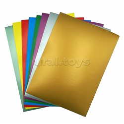 Картон цветной 8 л., 8 цв. А4 "Ракет" перламутровый, мелованный.