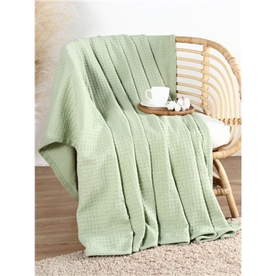 Плед «Этель» Waffle, 220×240 см, оливковый, 340 г/м²