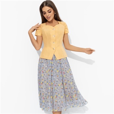 Костюм с юбкой приталенного силуэта, Любовь вне правил (2 в 1, желтый)