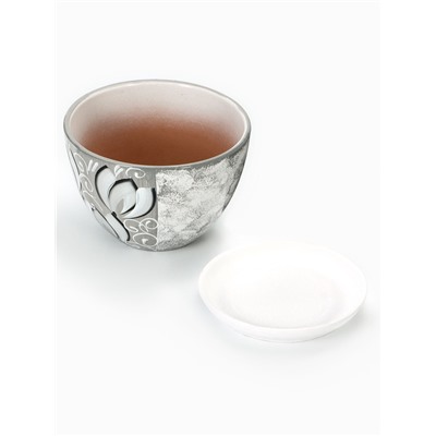 Горшок для цветов «Крокус», 1.65 л, d=16 см, h=11.5 см, керамический, с поддоном, серый