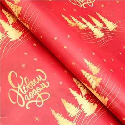 Бумага упаковочная новогодняя «С Новым годом», глянец, двусторонняя, 80 г/м², 50×70 см