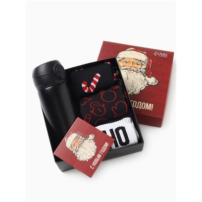 Подарочный набор термос и носки 3 пары KAFTAN «С новым годом» размер 41-44 (27-29 см)