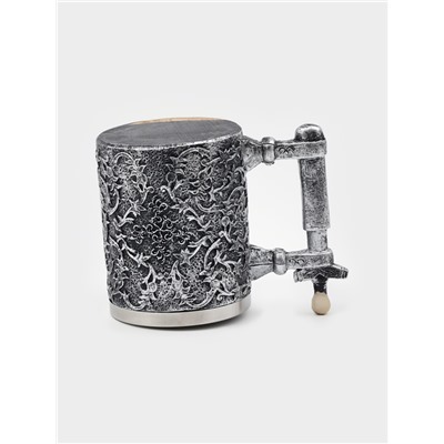 Кружка средневековая «Череп с мечом. Хэллоуин», 400 мл, 14×9×11 см, нержавеющая сталь, серебристая