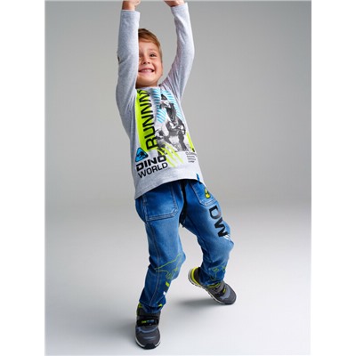 Брюки текстильные джинсовые утепленные флисом для мальчиков