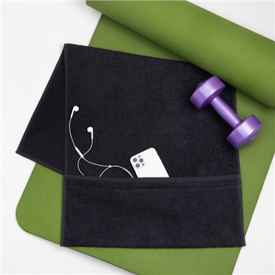 Полотенце махровое для тренировок LoveLife Active 50×100 см, цвет чёрный, 100% хлопок, 360 г/м²