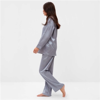 Пижама женская (рубашка, брюки) KAFTAN «Леопард», голубая, размер 48-50