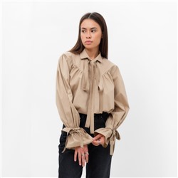 Блузка женская с лентами MIST, размер 44, бежевая