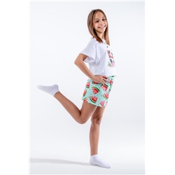 Пижама для девочки Арбуз арт.ПД-019-037 (Белый/бирюза)