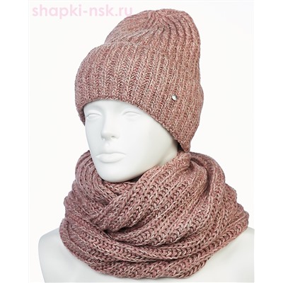 55890 Комплект женский флис (колпак+снуд) (56-58)