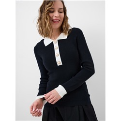 Джемпер трикотажный с воротником поло для женщин