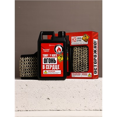 Подарочный набор «Мужику огонь», гель для душа канистра 500 мл и мочалка лента, HARD LINE
