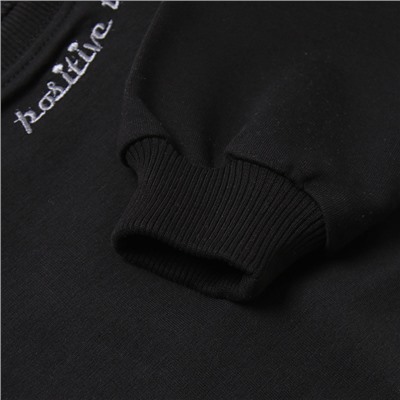 Комплект для девочки (свитшот, брюки), цвет чёрный, рост 122 см